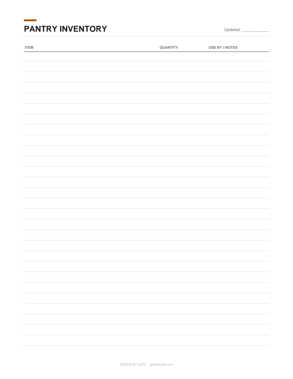 Inventory sheets: cook what you own first